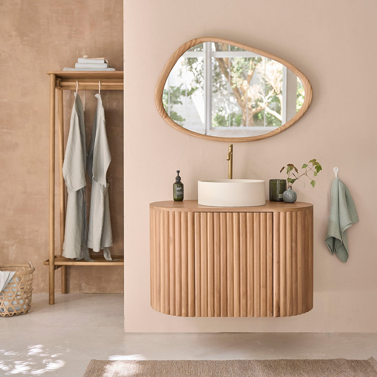 FIFTIES - Espejo de mindi macizo 90x60 cm