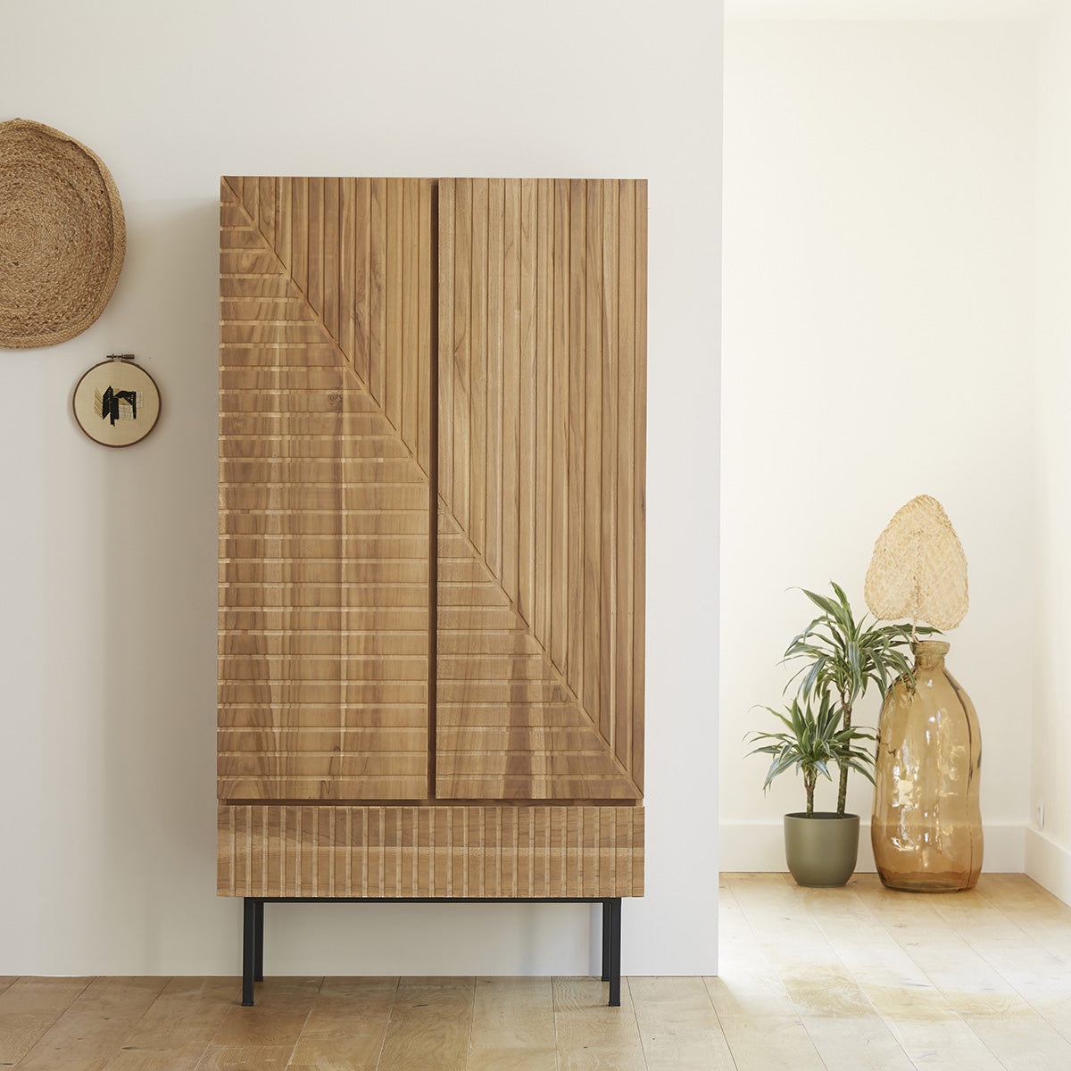 PORTLAND - Armario de teca maciza 95 cm