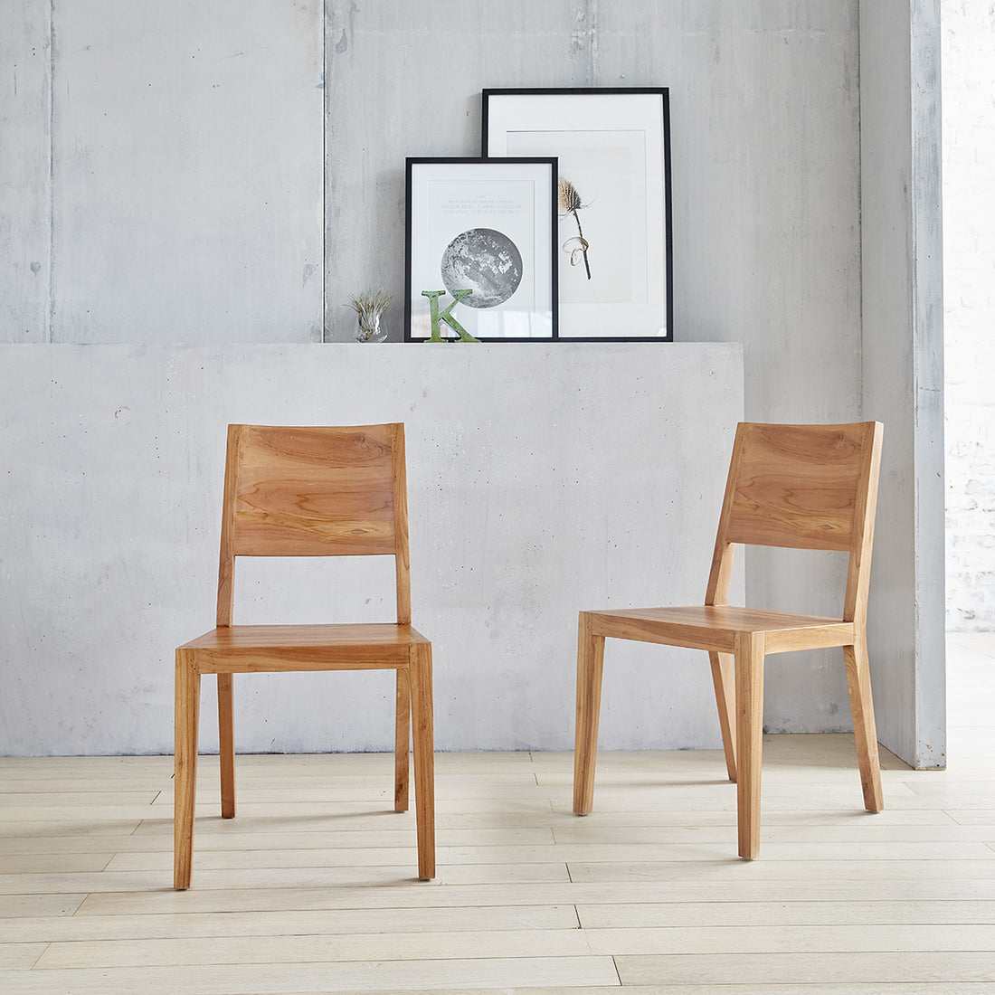 TRISTAN - Juego de 2 sillas de teca maciza