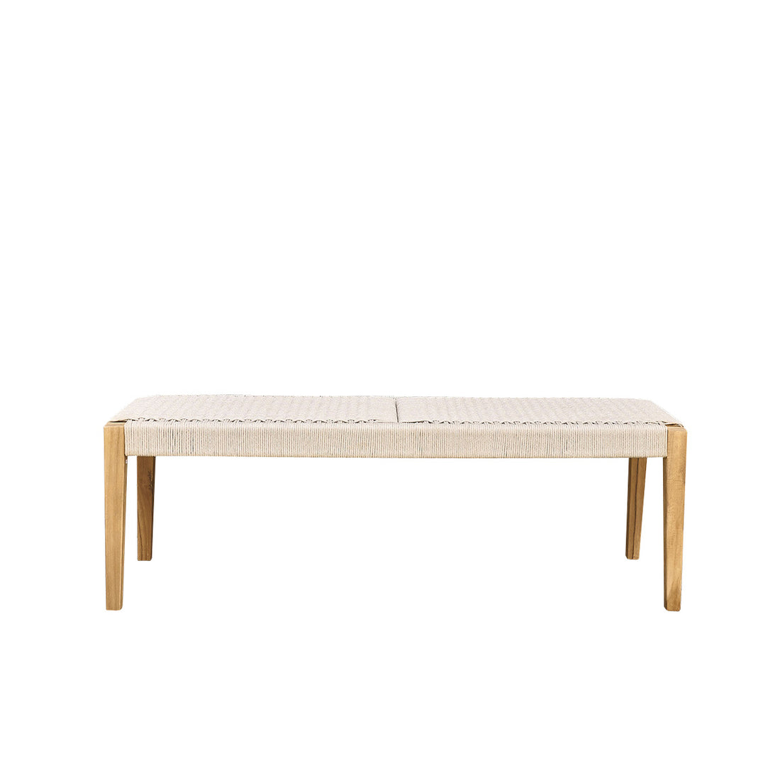 LIVIE - Banco de jardín de teca maciza y cuerda beige