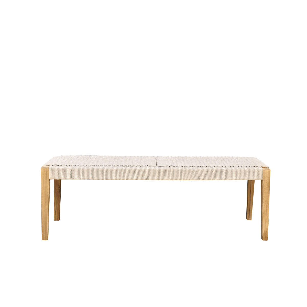 LIVIE - Banco de jardín de teca maciza y cuerda beige