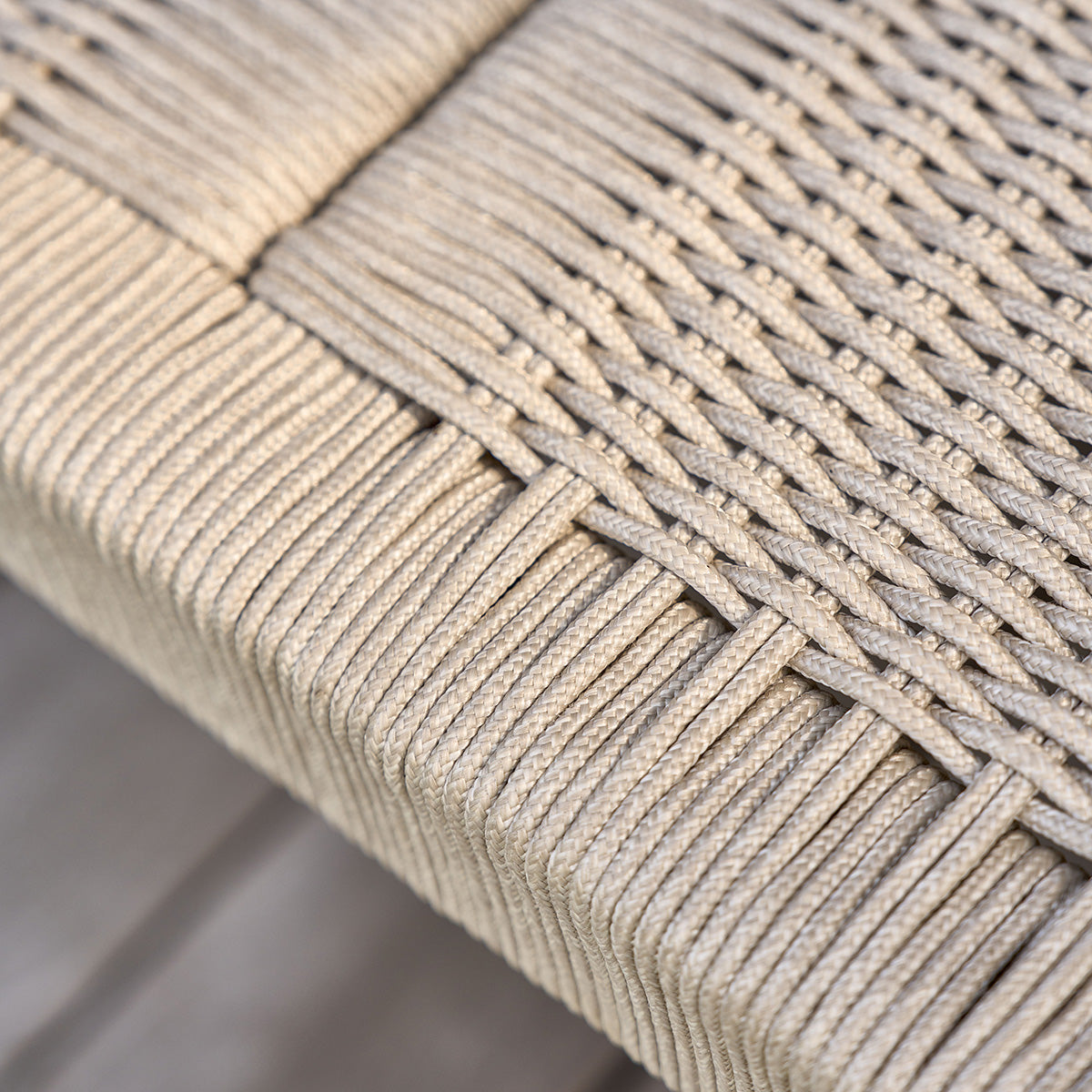 LIVIE - Banco de jardín de teca maciza y cuerda beige
