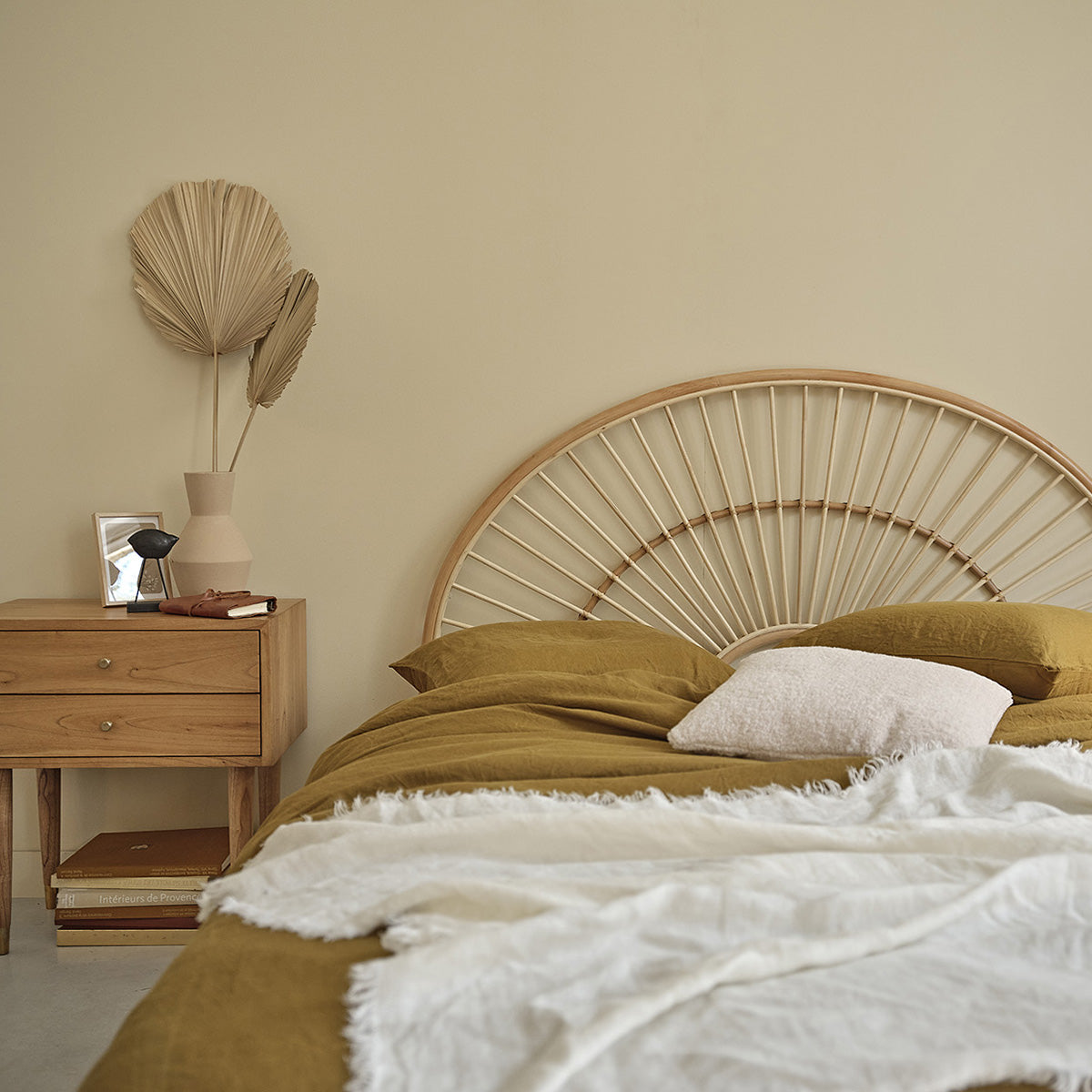 BOHO - Cabecero redondo de ratán 160 cm