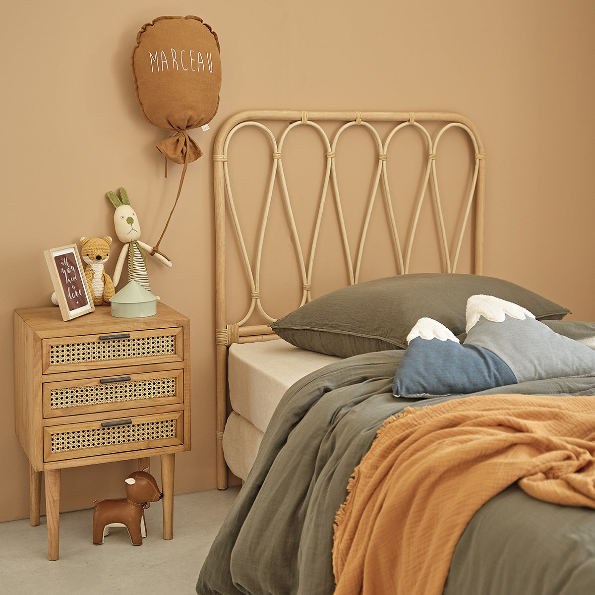 BOHO - Cabecero infantil de ratán 90 cm