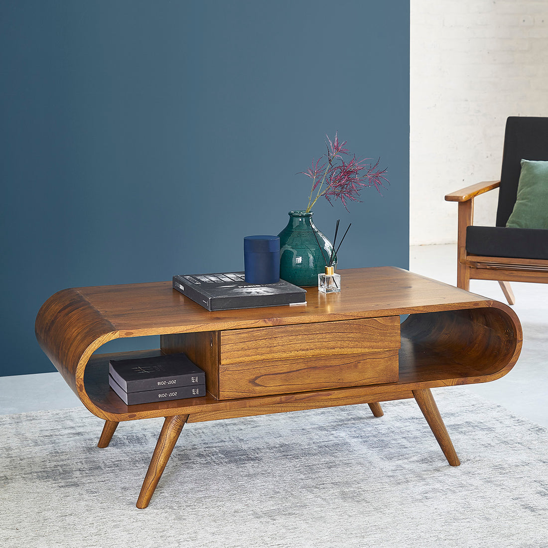 APOLLINE - Mesa de centro de mindi macizo 120 cm