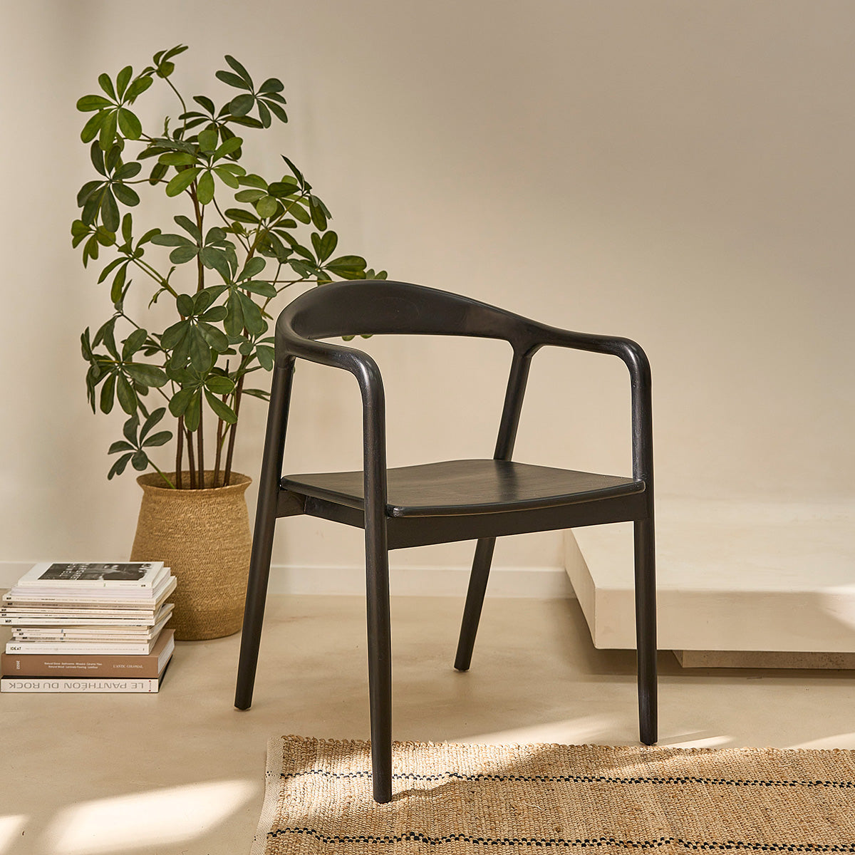 AMBRE - Silla de teca maciza negra