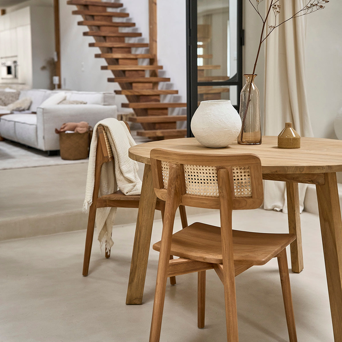 SIXTINE - Silla de teca maciza y rejilla