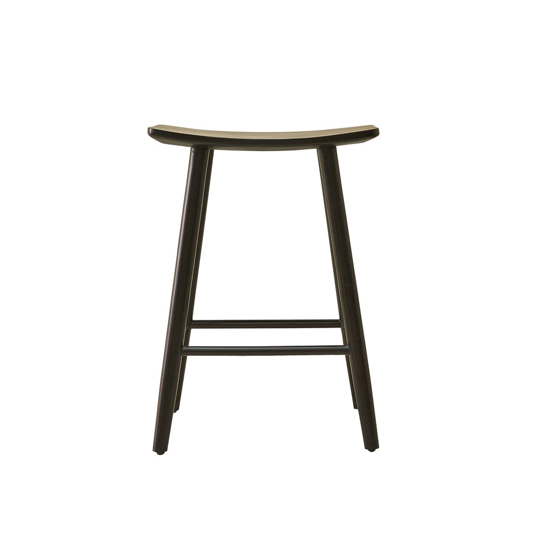AMBRE - Taburete de teca maciza negra de 65 cm