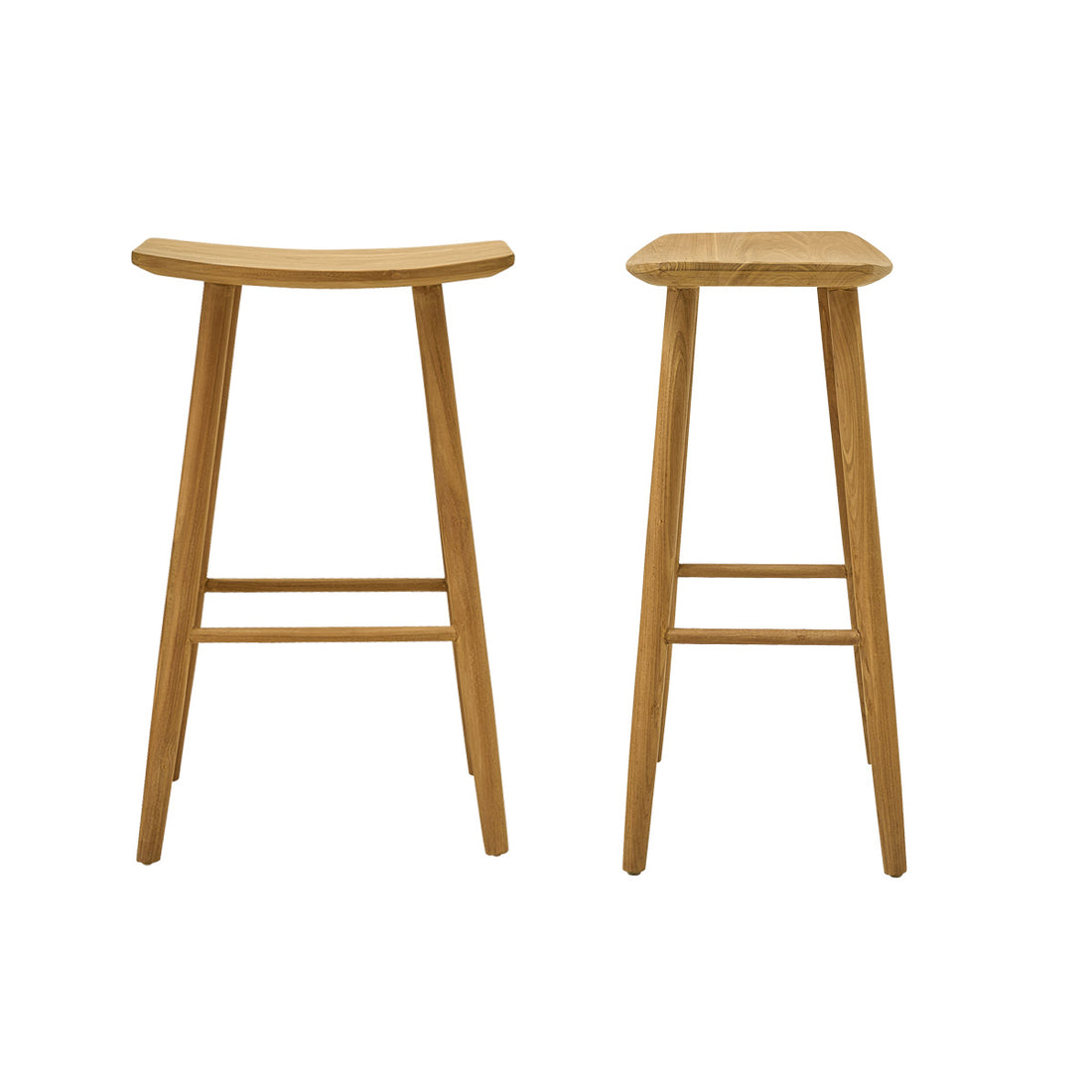 AMBRE - Juego de 2 taburetes de teca maciza de 75 cm