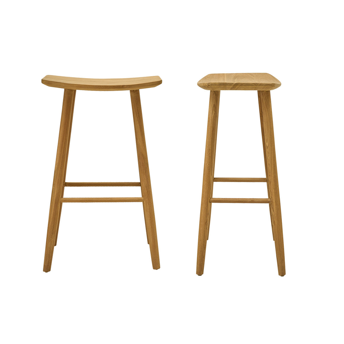 AMBRE - Juego de 2 taburetes de teca maciza de 75 cm
