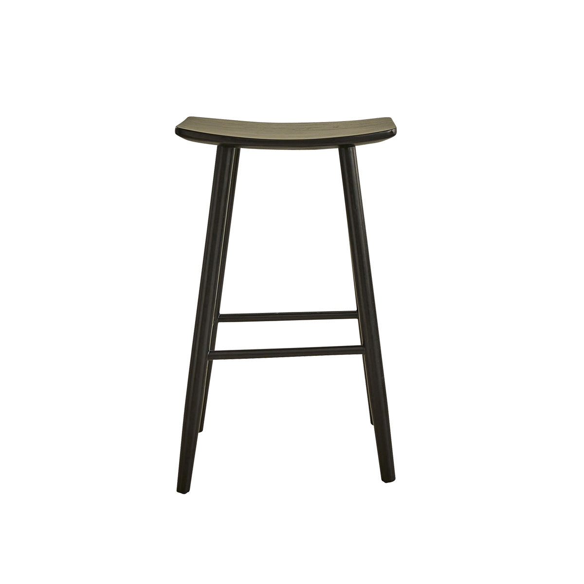 AMBRE - Taburete de teca maciza negra de 75 cm