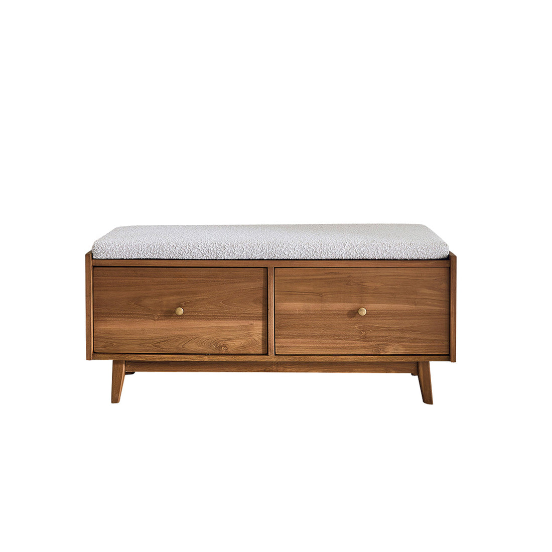 SERENE - Banco de teca maciza y tejido buclé de 120 cm SERENE