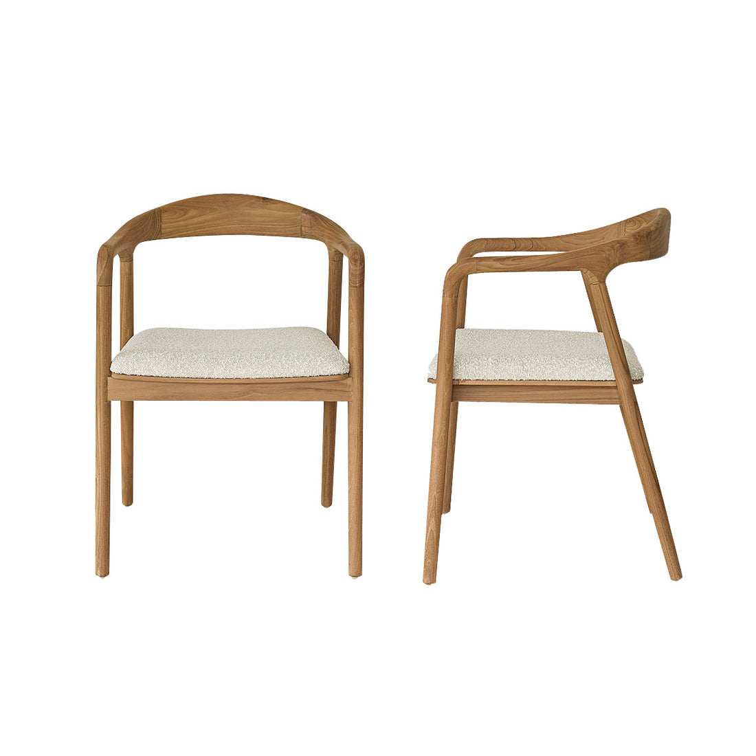 AMBRE - Juego de 2 sillas de teca maciza y asiento buclé AMBRE