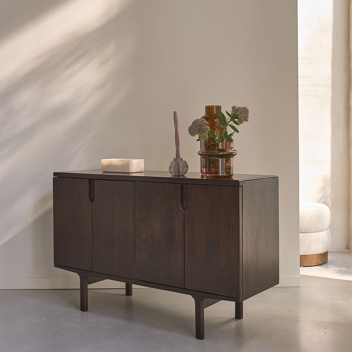 LAZARE - Aparador de madera maciza de mango de 120 cm