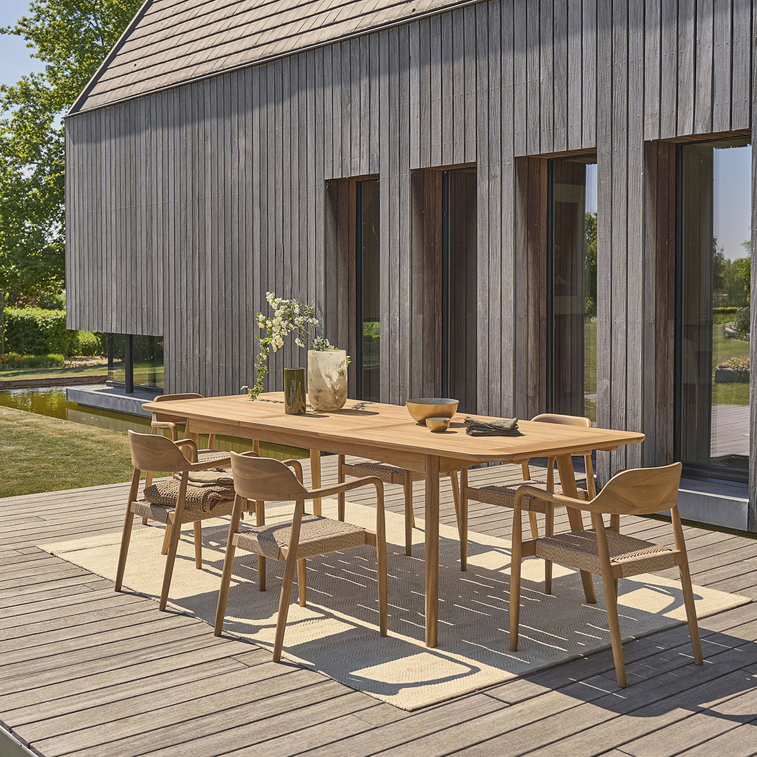 ALIZÉ - Conjunto de muebles de jardín de teca maciza extensible 6/8 pers.