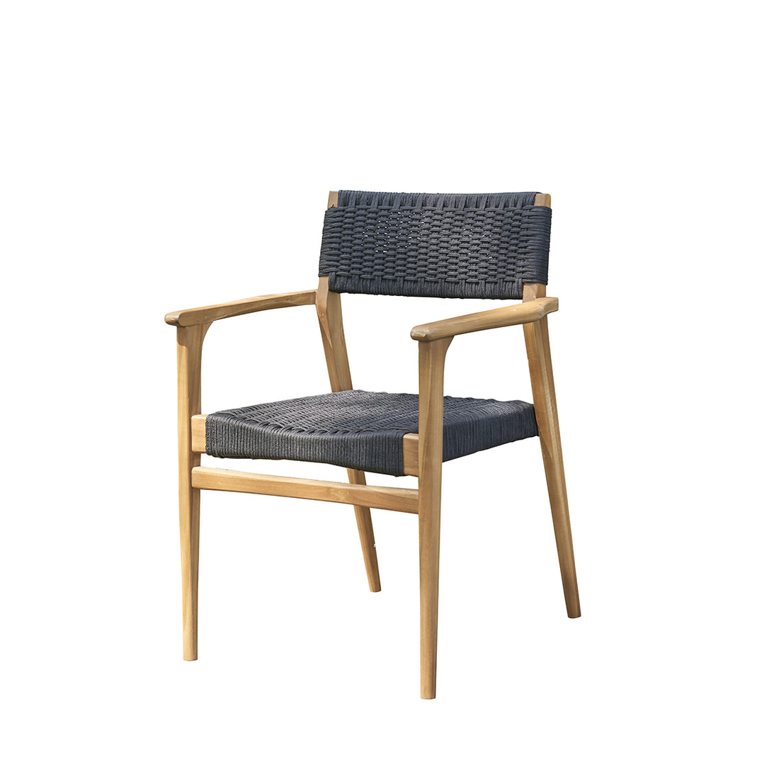 Sillón de teca maciza y cuerda negra