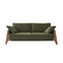 Sofá recto de 3 plazas de madera maciza y tejido de terciopelo verde musgo