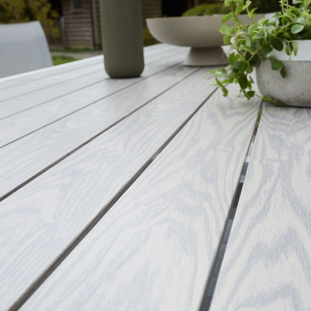 TULUM - Salón de exterior de aluminio blanco y textileno gris para 6/10 pers.