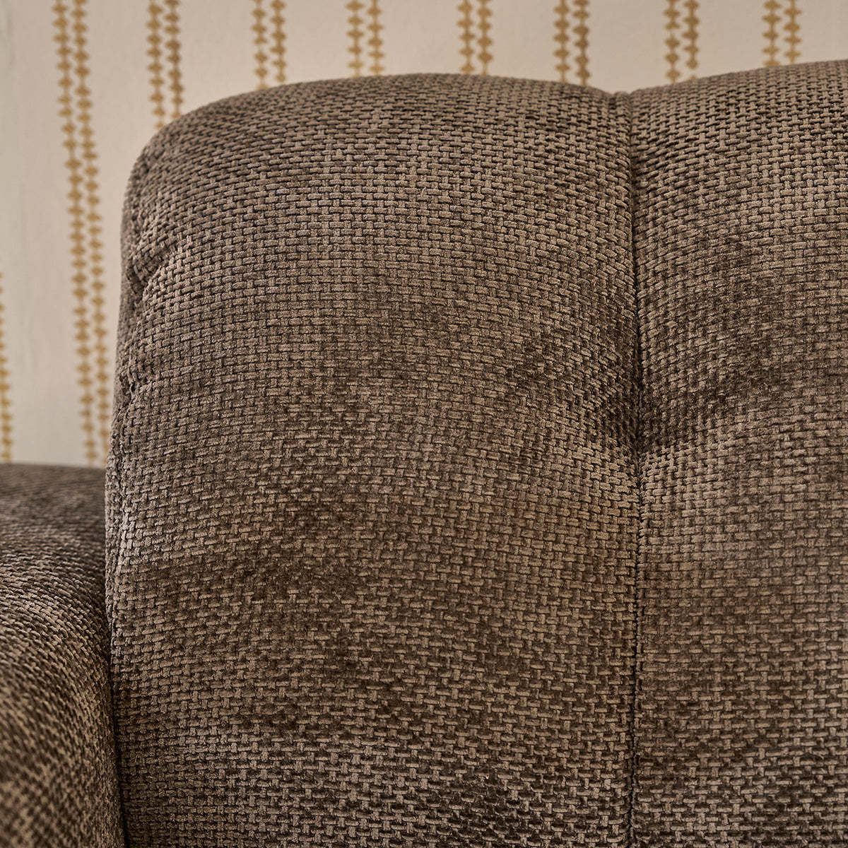 ALPHONSE - Sofá recto de 3 plazas en terciopelo trenzado moca