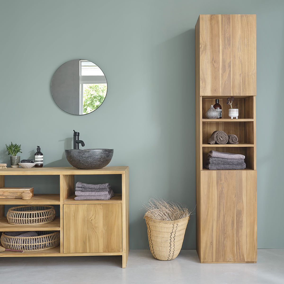 Columna de baño de teca maciza 200 cm