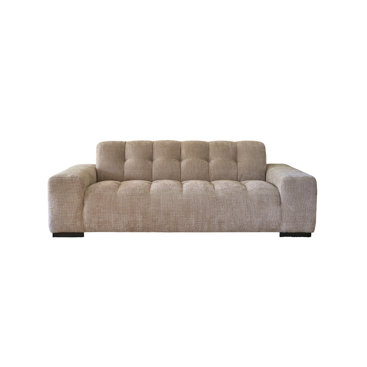 ALPHONSE - Sofá recto de 3 plazas de terciopelo trenzado beige