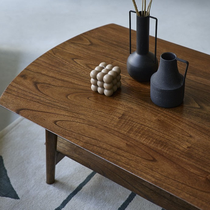 VINTAGE - Mesa de centro de mindi macizo acabado nogal 130 cm