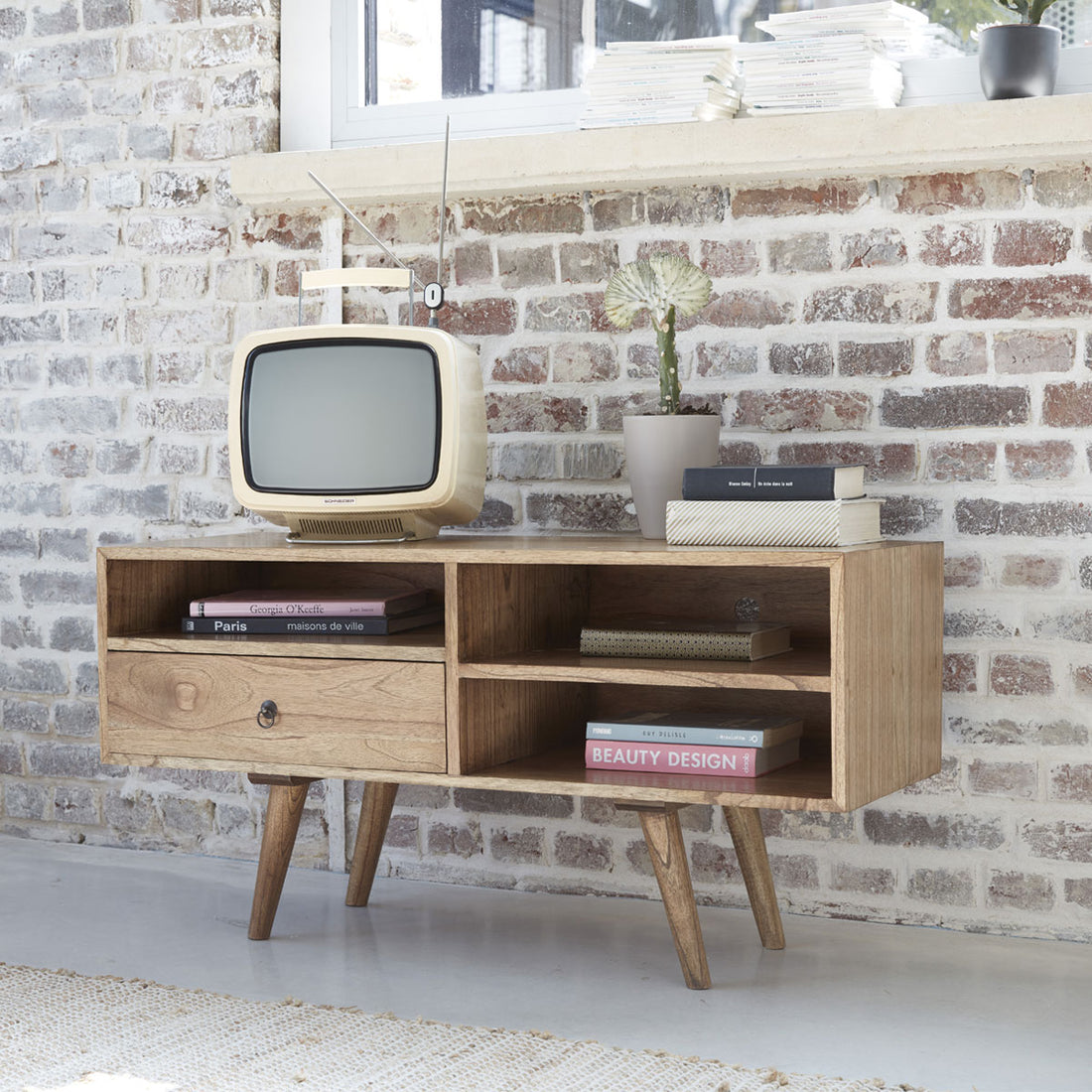 OSCAR - Mueble de TV de mindi macizo 110 cm