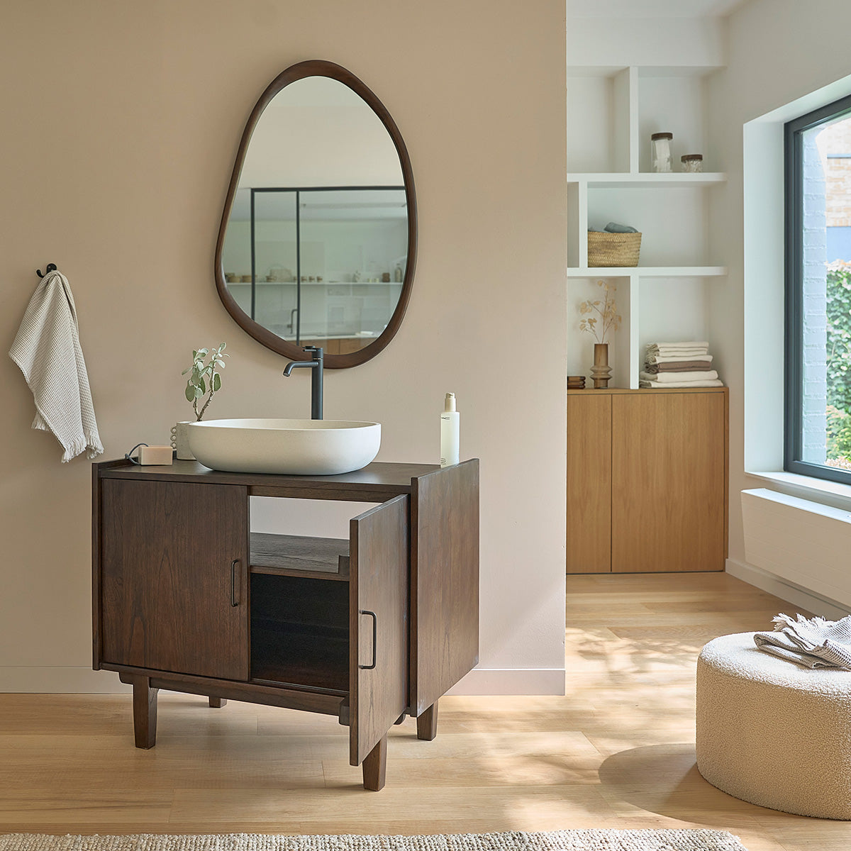 VINTAGE - Mueble de baño de mindi macizo 90 cm