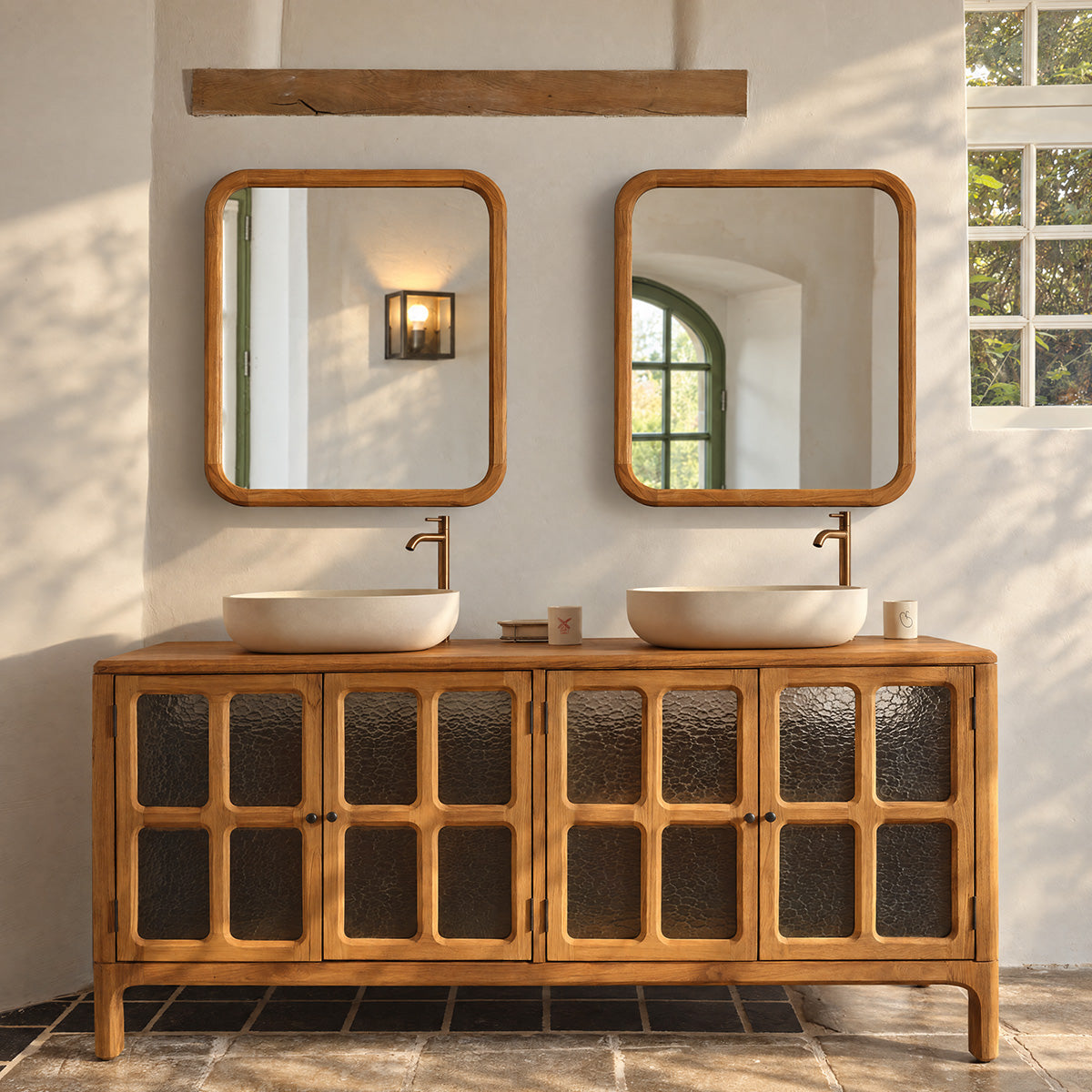 VELDE - Mueble bajo lavabo de teca reciclada de 180 cm