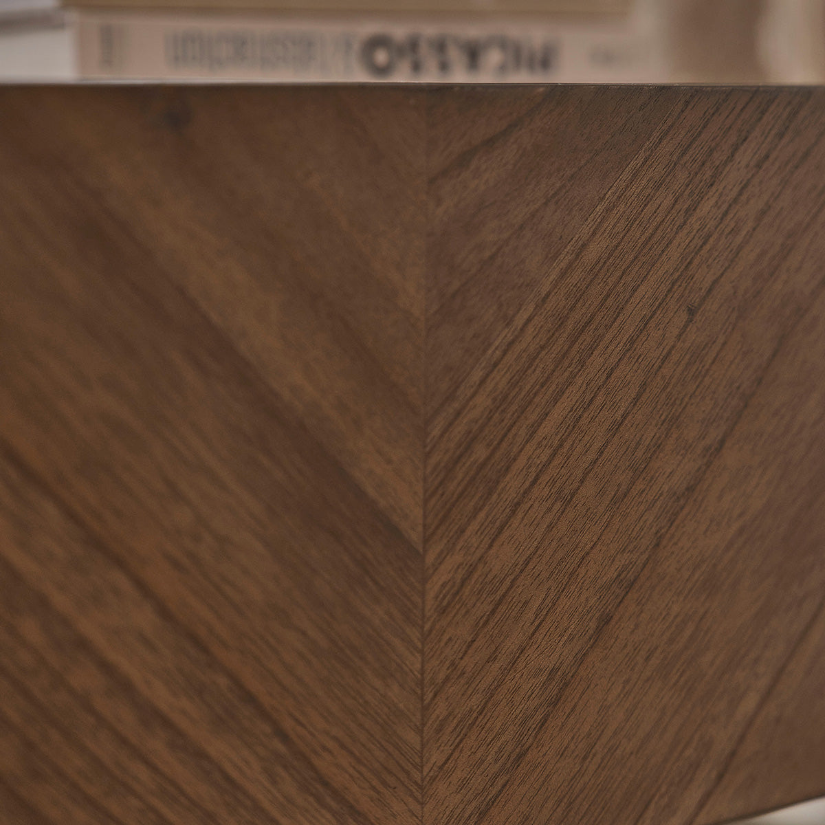 CALIX - Mesa de centro de mindi macizo y metal acabado nogal 120 cm