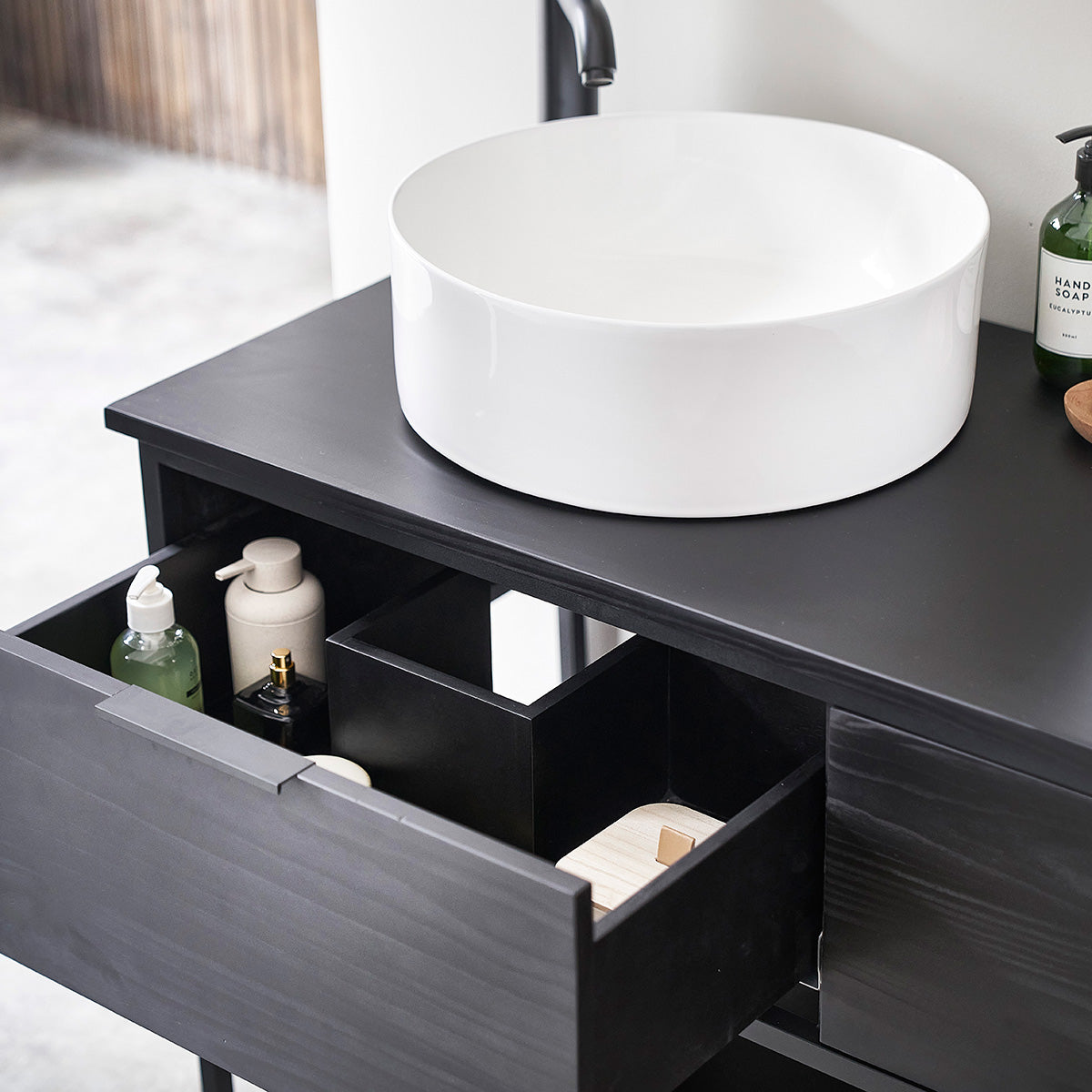 NEVEN - Mueble para lavabo de pino macizo y metal 120 cm