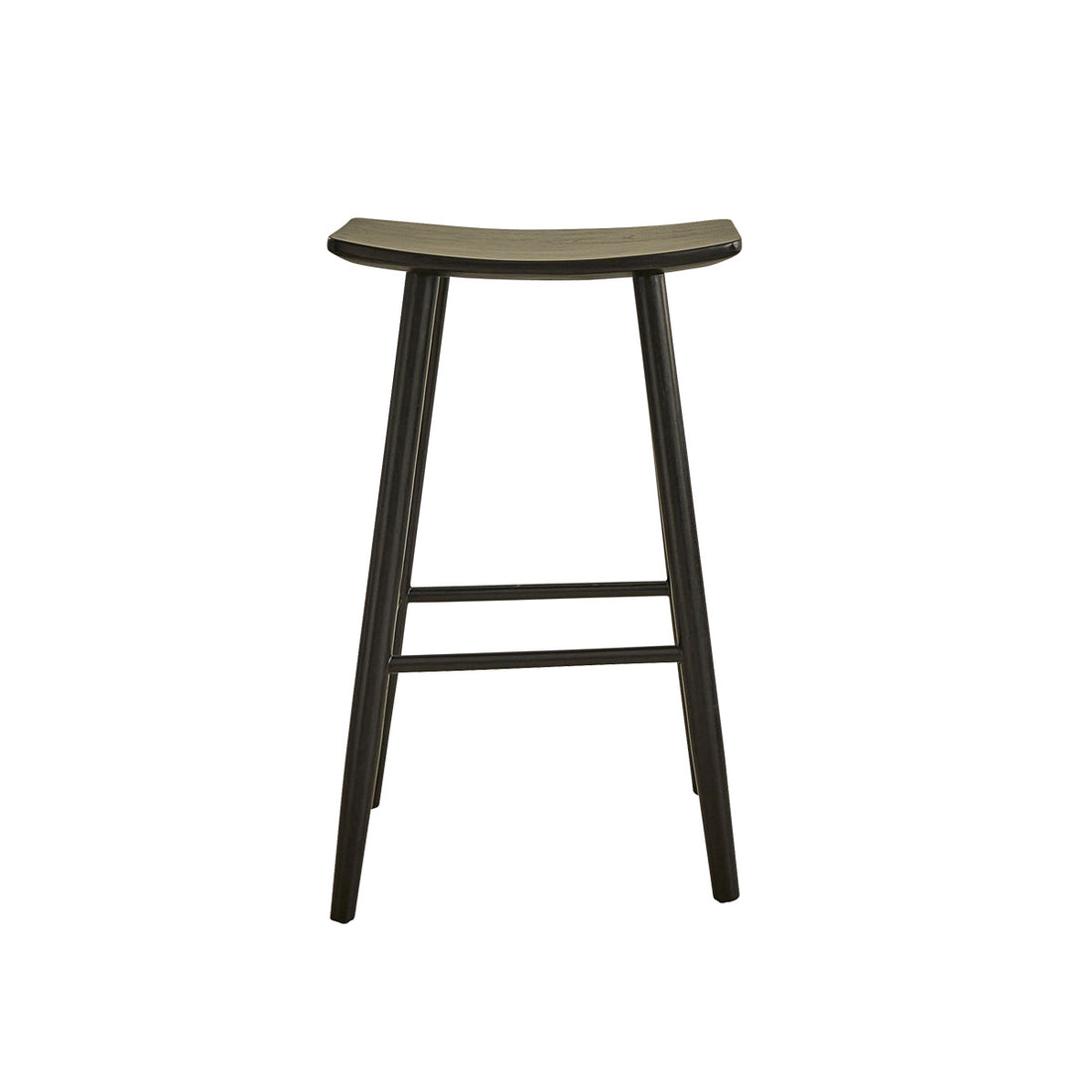 AMBRE - Taburete de teca maciza negra de 75 cm