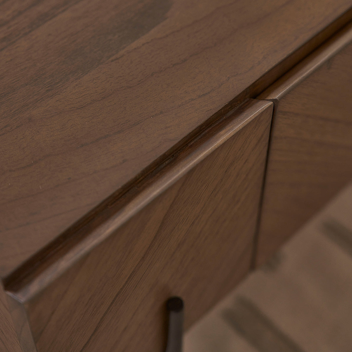 CALIX - Mesa de centro de mindi macizo y metal acabado nogal 120 cm