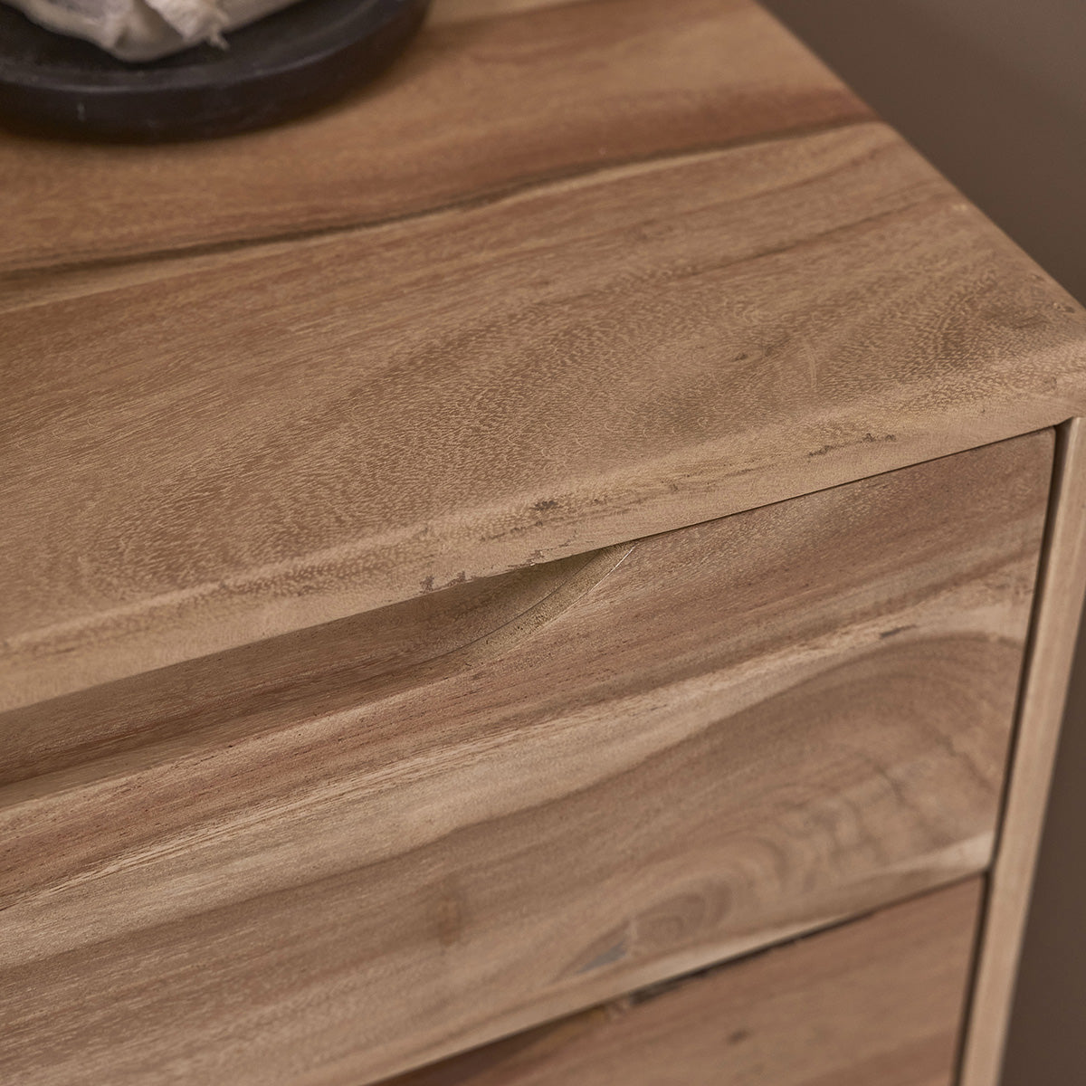 SAMSO - Cómoda de madera maciza de acacia de 80 cm