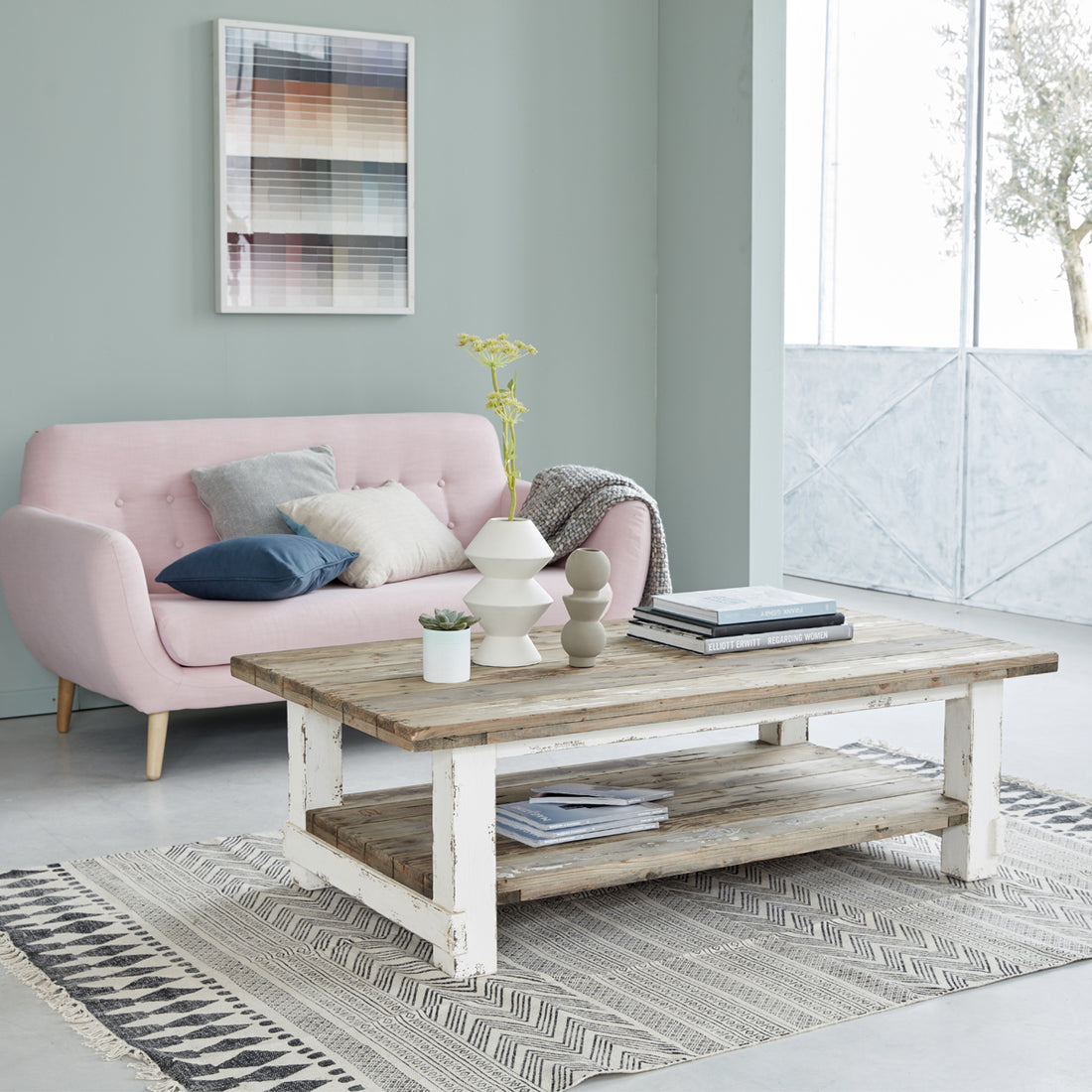 ATLANTIC - Mesa de centro de madera maciza reciclada 140 cm