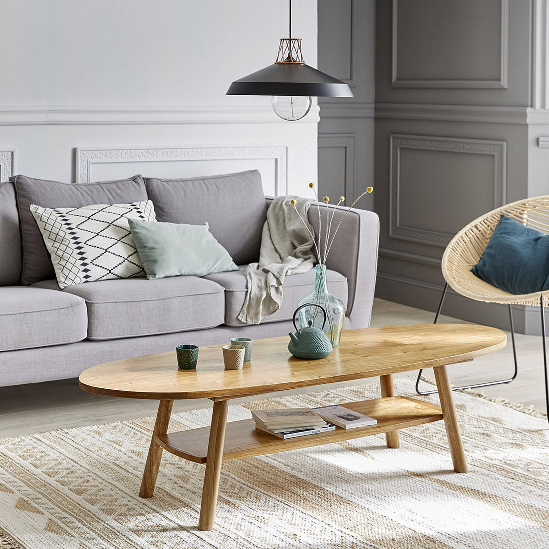 TILO - Mesa de centro de mindi macizo 160 cm