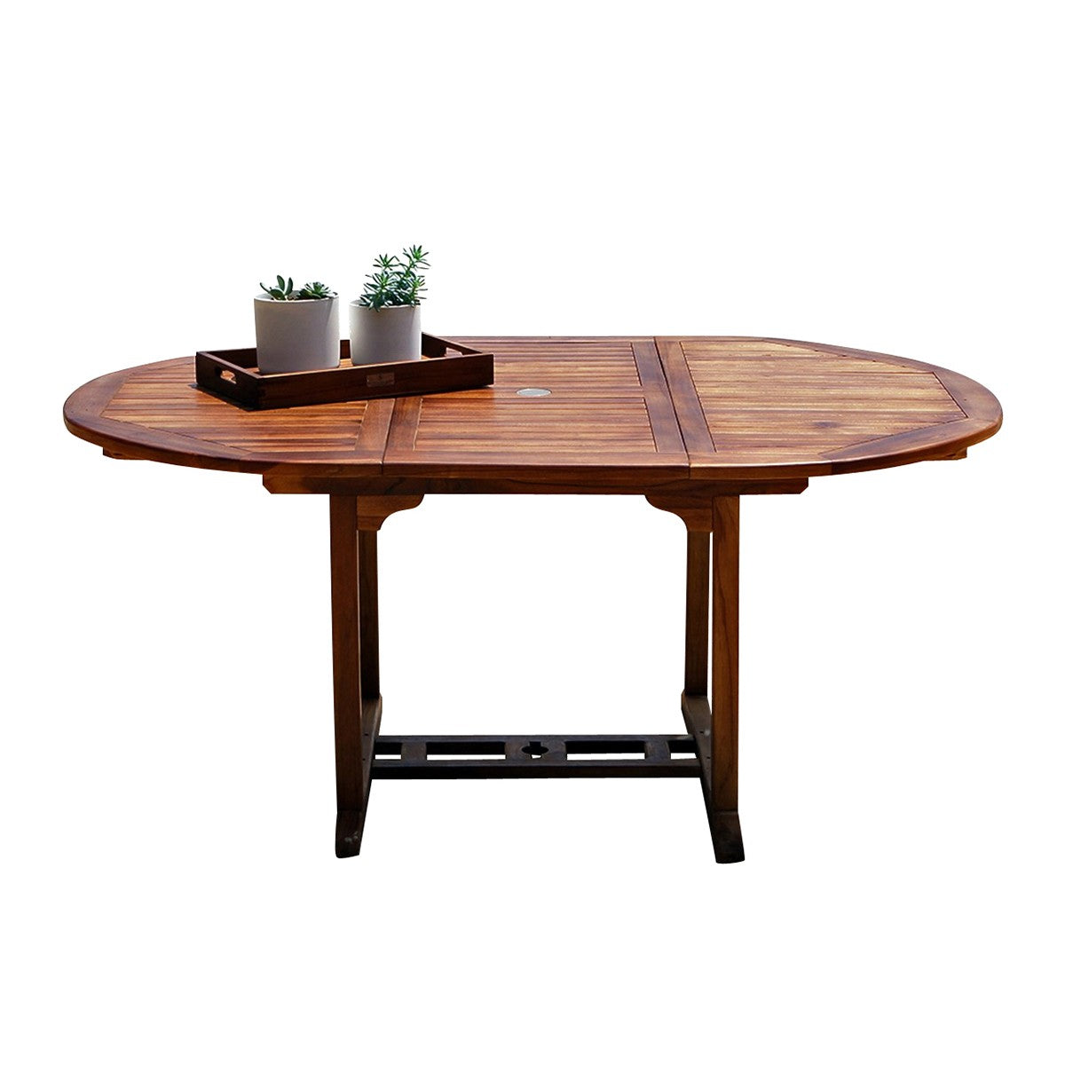 BALI - Mesa de exterior ovalada extensible de teca maciza para 6/8 pers.