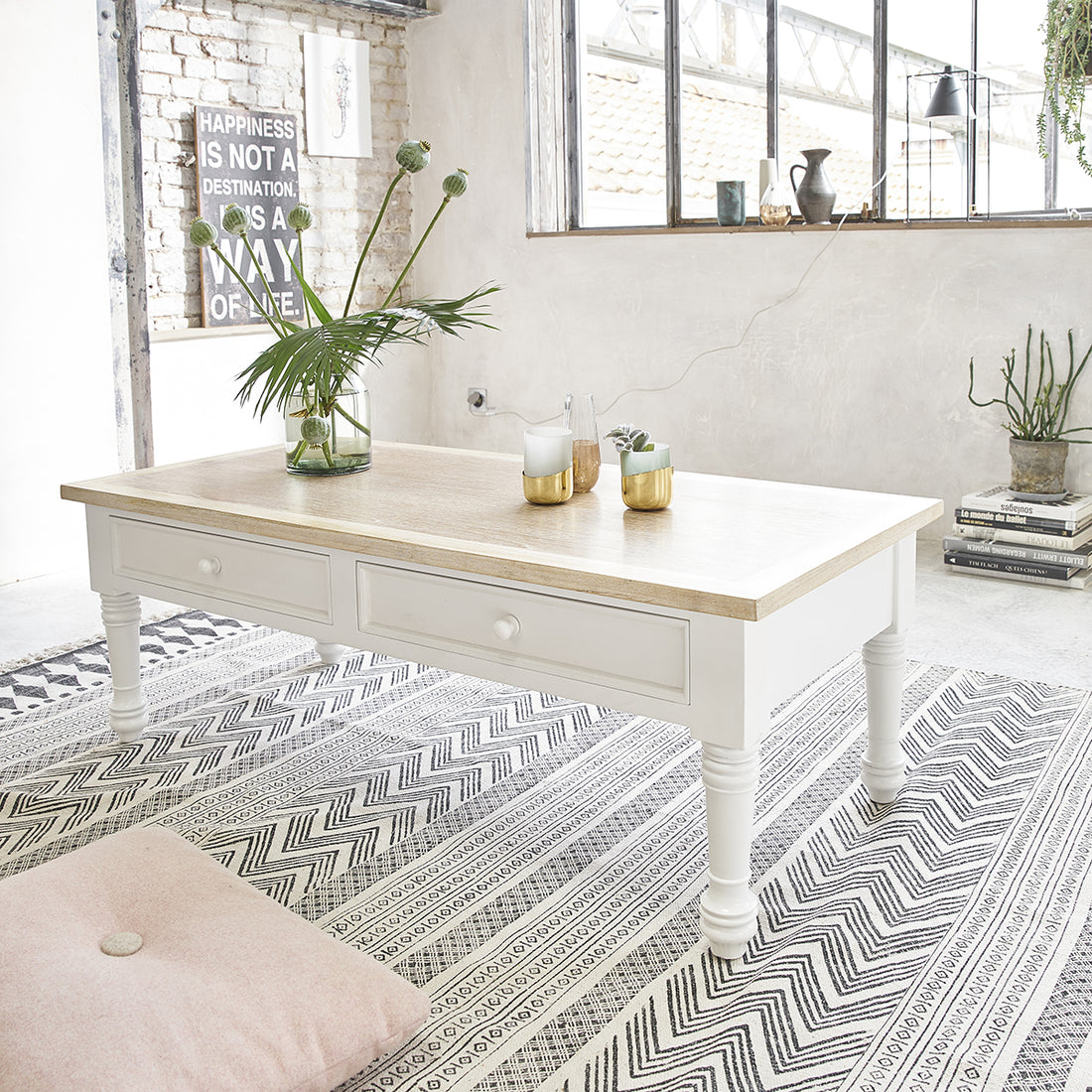 LONDRES - Mesa de centro de caoba maciza 130 cm