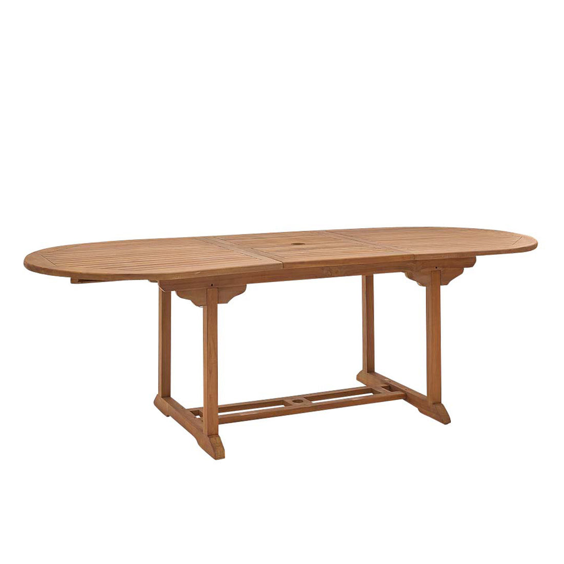 BALI - Mesa de exterior ovalada extensible de teca maciza aceitada para 8/10 pers. BALI