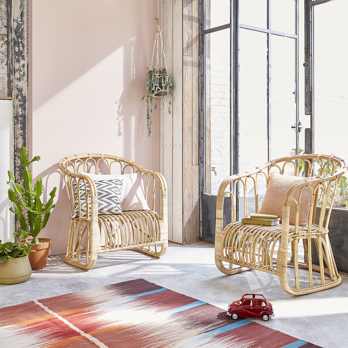 PAOLA - Lote de 2 sillones de ratán confort