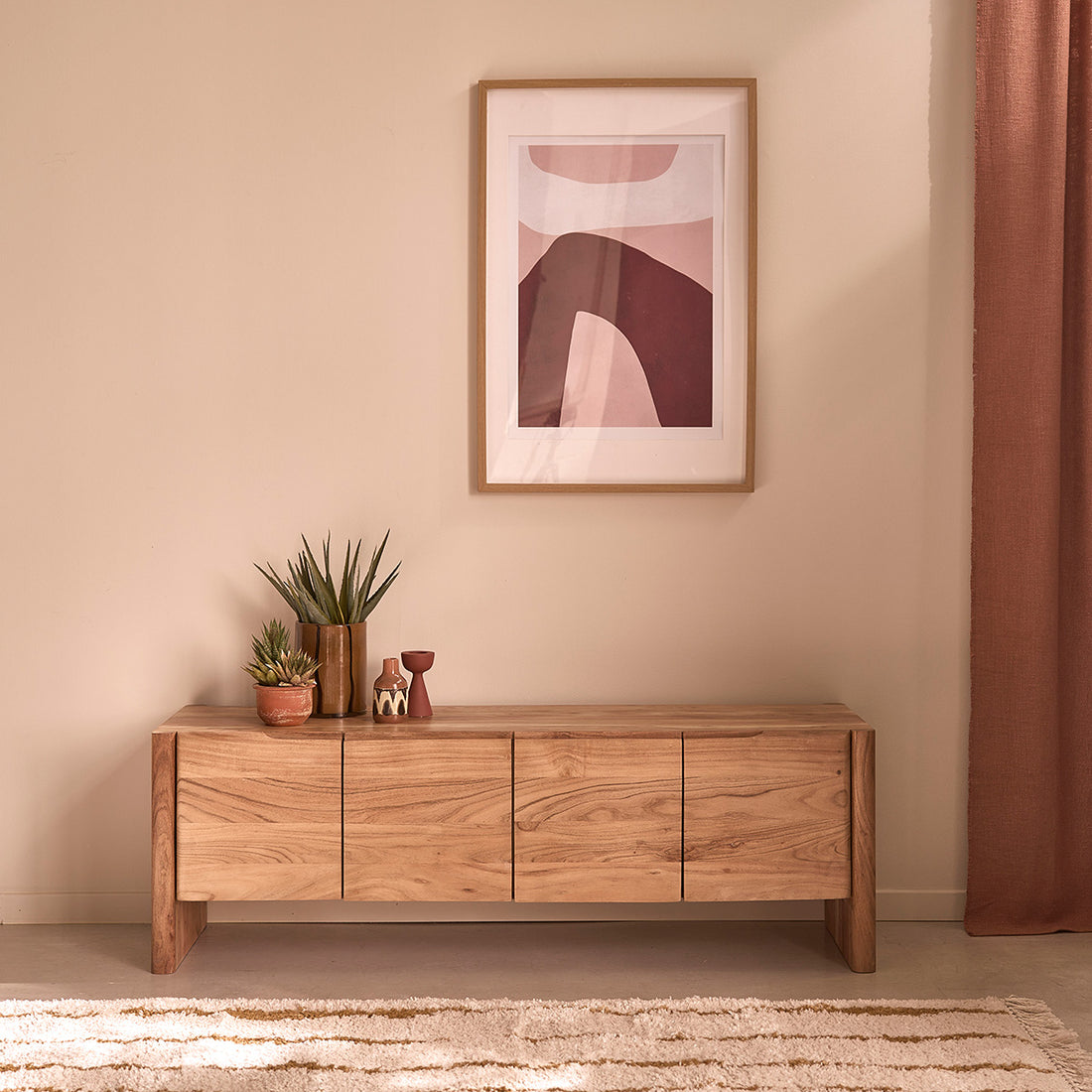 CALI - Mueble para la tele de acacia maciza de 150 cm