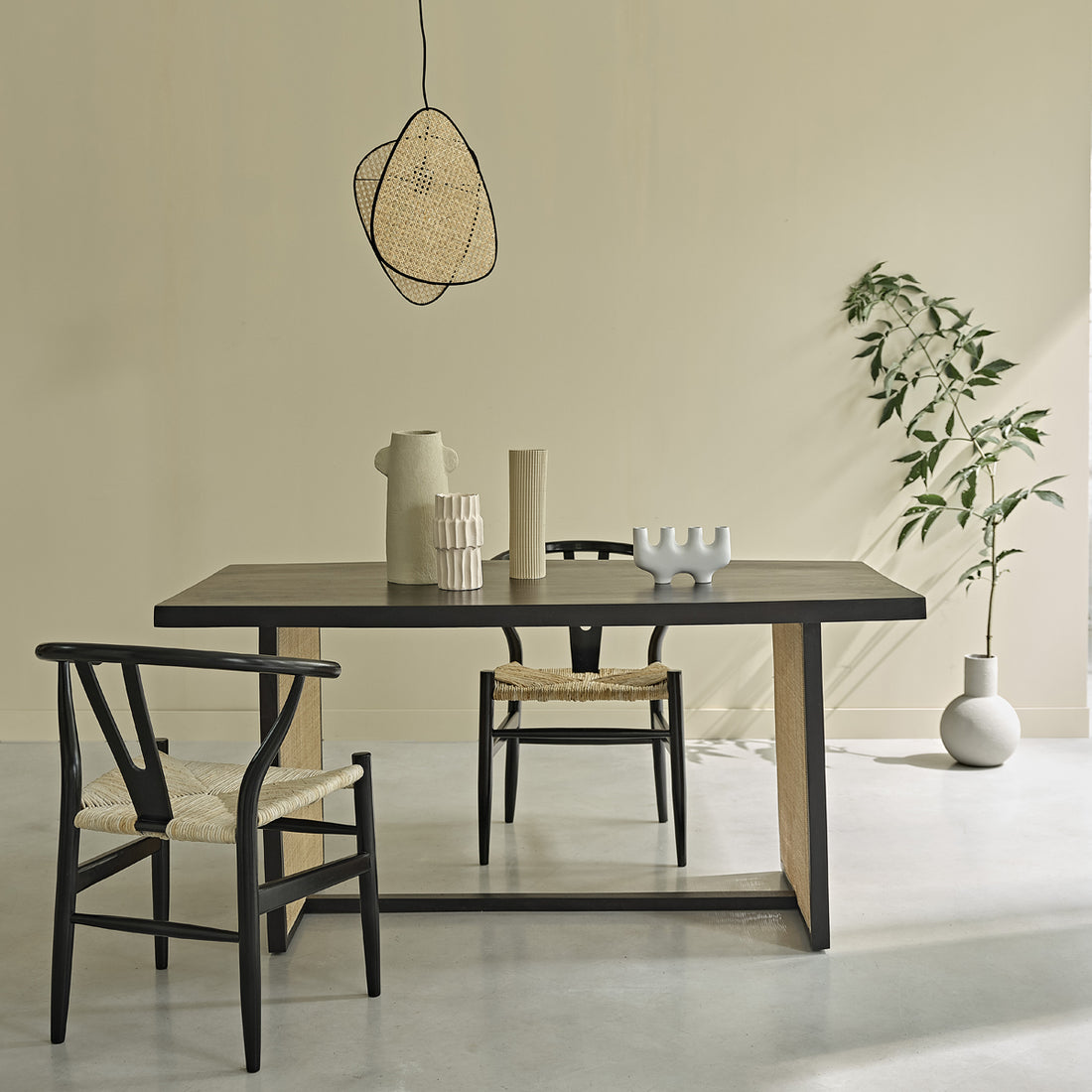 BLAISE - Mesa de mango macizo y rejilla para 6 pers.