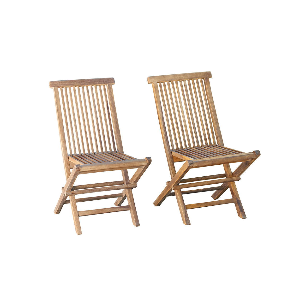 BALI - Silla de exterior plegable de teca maciza aceitada (juego de 2)