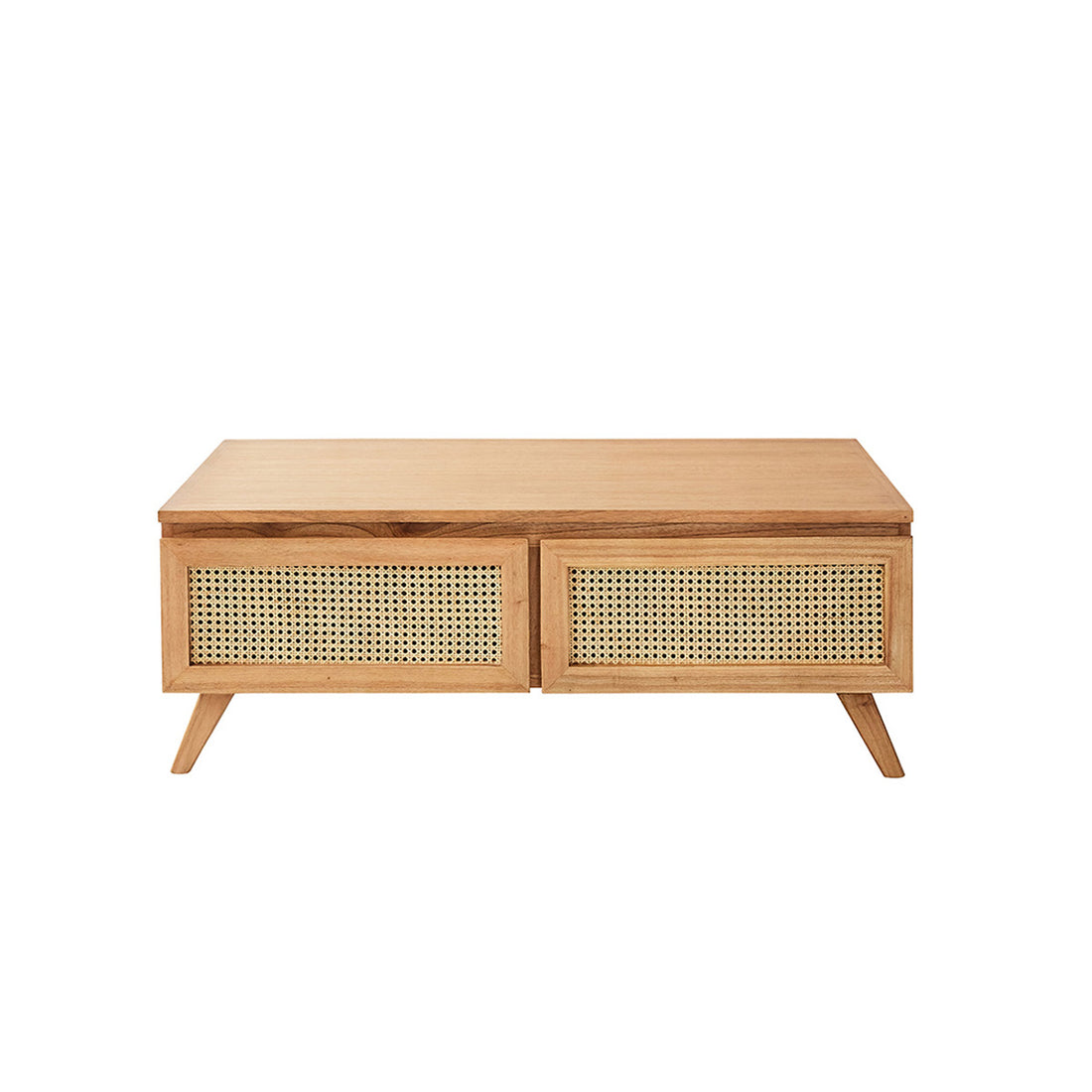 ISÉE - Mesita de centro de mindi macizo y rejilla 110 cm