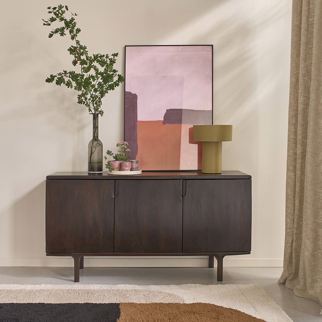 LAZARE - Aparador de madera maciza de mango de 150 cm