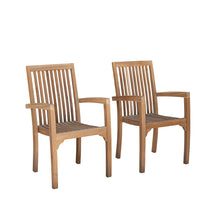 Sillones de exterior de teca maciza apilables (juego de 2)