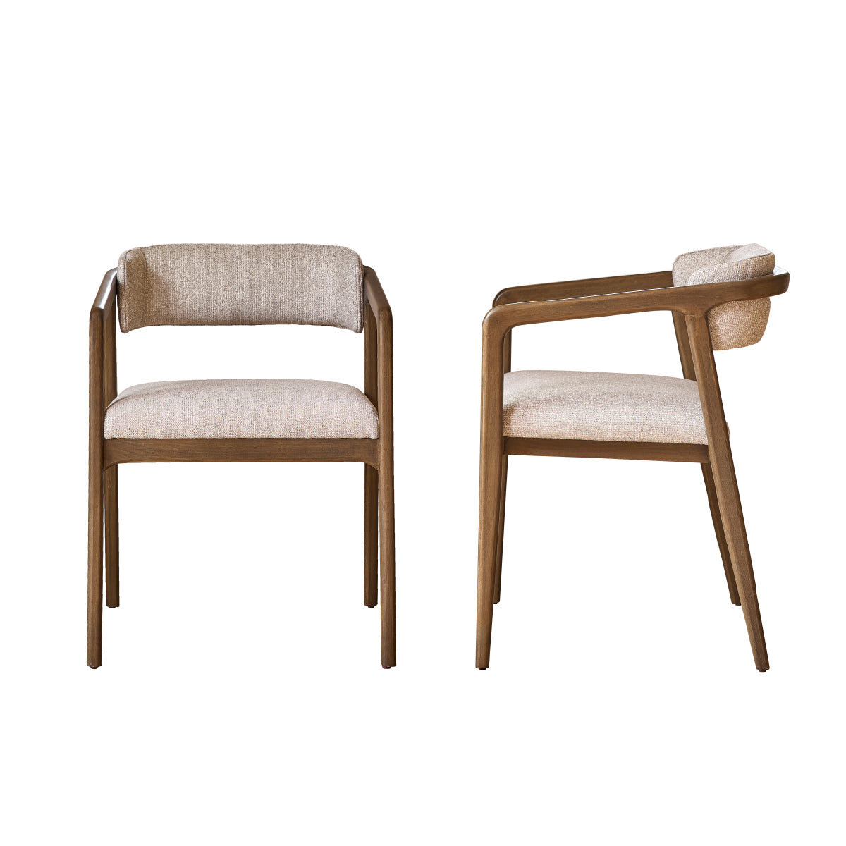 ÉLOI - Lote de 2 sillas de madera maciza y tejido con textura beige chiné