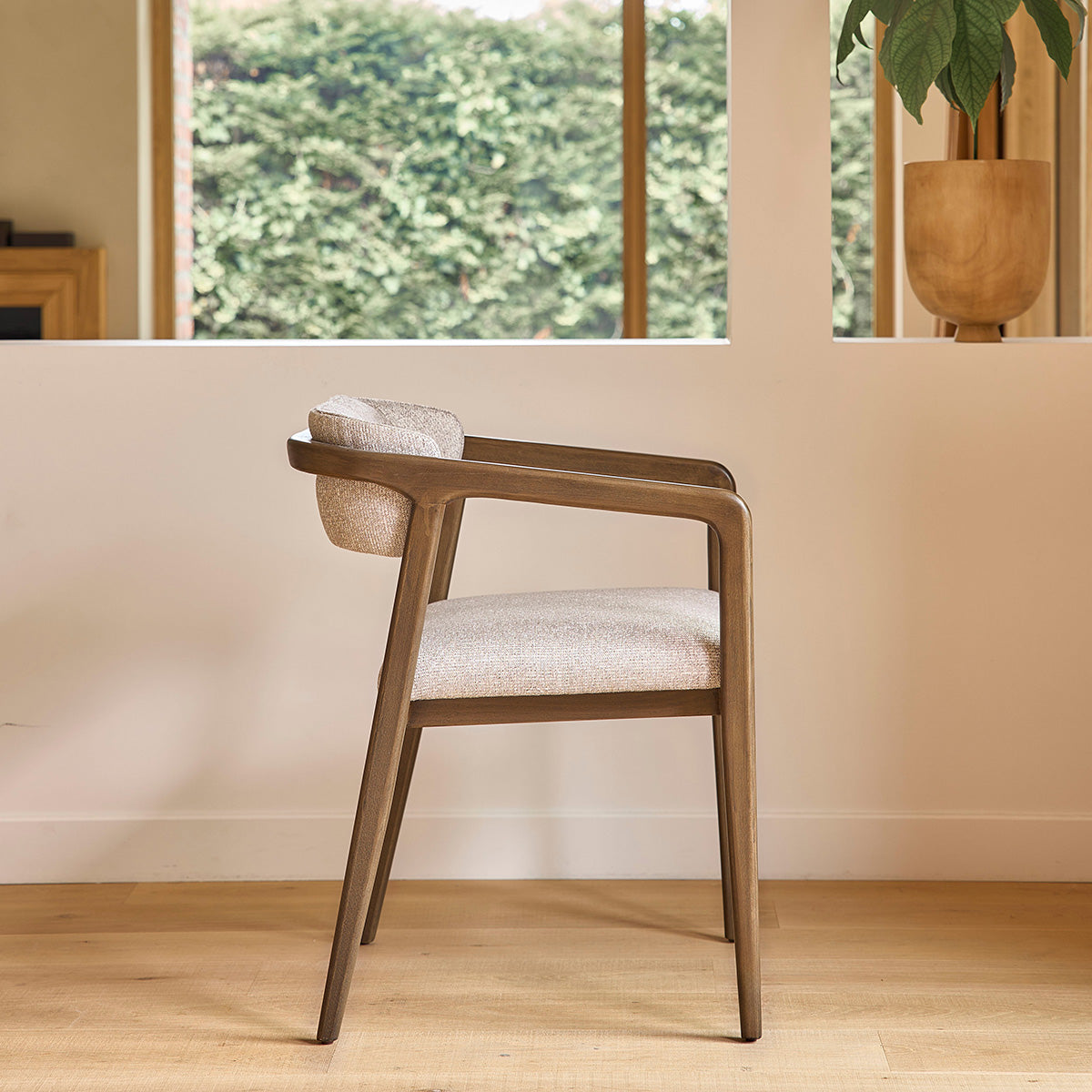 ÉLOI - Lote de 2 sillas de madera maciza y tejido con textura beige chiné