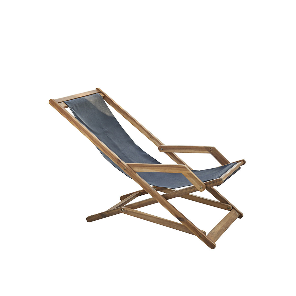 HANOÏ - Tumbona de acacia maciza y textileno negro