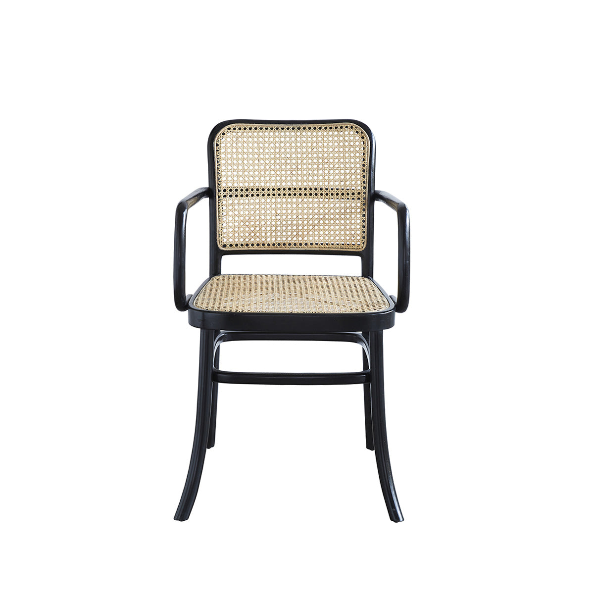 ARON - Silla con reposabrazos de caoba maciza y rejilla